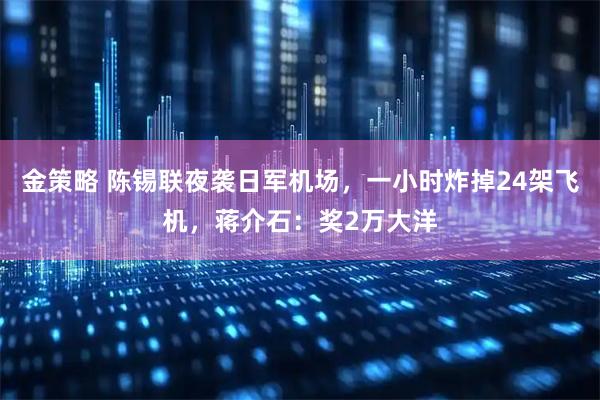 金策略 陈锡联夜袭日军机场，一小时炸掉24架飞机，蒋介石：奖2万大洋